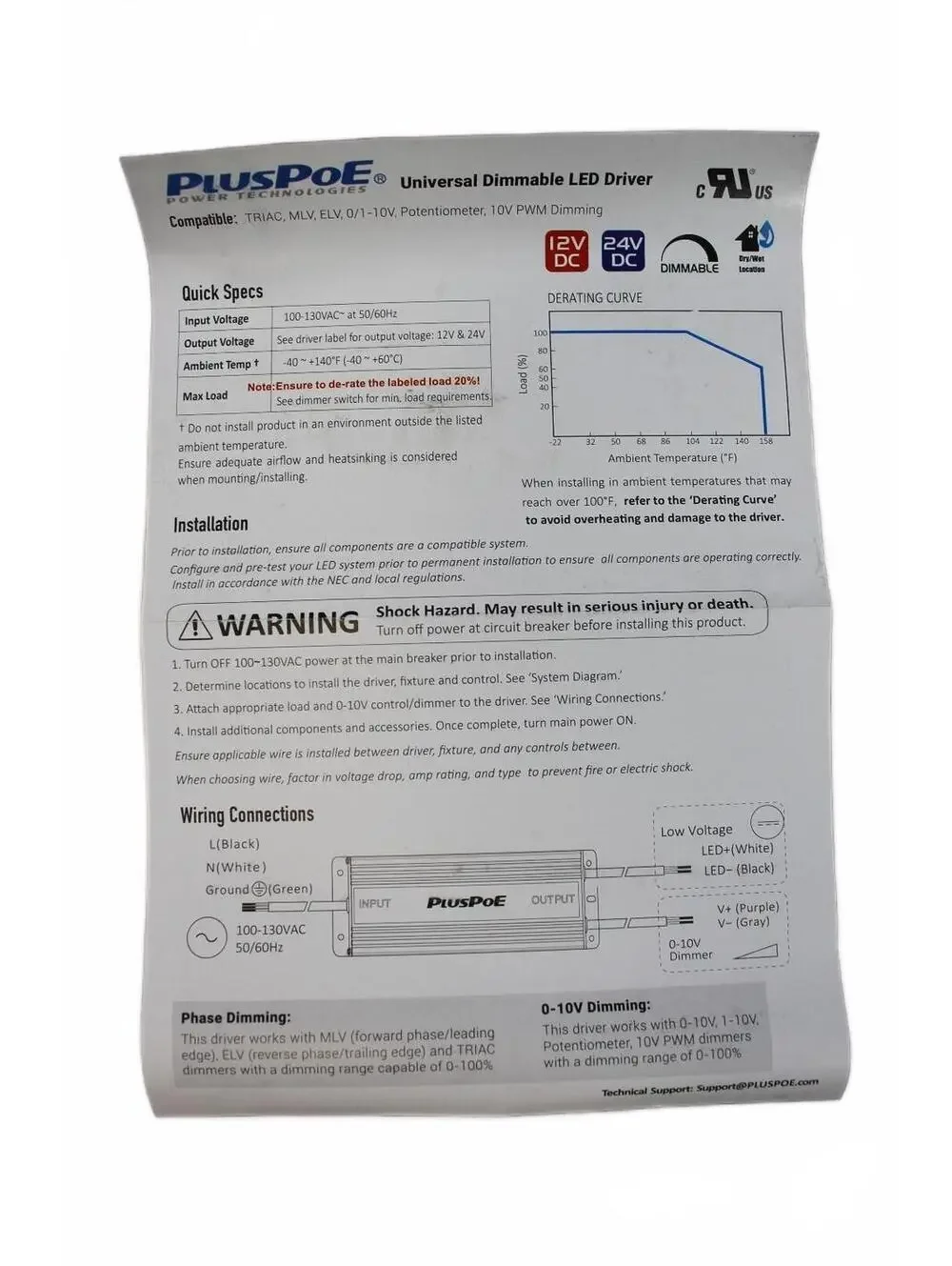 PlusPoe 200W Dimmable LED Driver Waterproof IP67 12V/24V